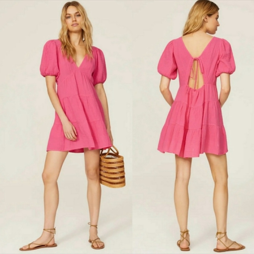 XIRENA Nissa Tiered Puff Sleeve Minidress Sz S - Picture 11 of 14